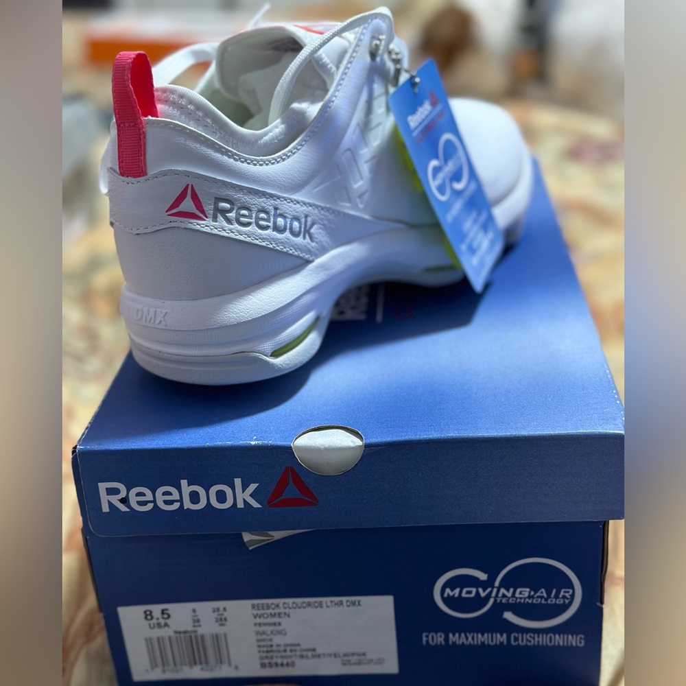 Reebok Cloudride DMX LTHR Sneakers; Women’s 8.5, Grey/White/Silmet/Yellow/Pink